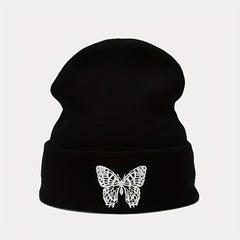 Butterfly Embroidery Beanie Unisex Warm Knitted Hat