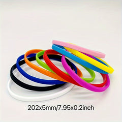 20 Pcs Thin Silicone Bracelet 5mm Bright Elastic Wrist Band