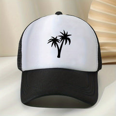 Coconut Tree Print Mesh Baseball Cap for Men