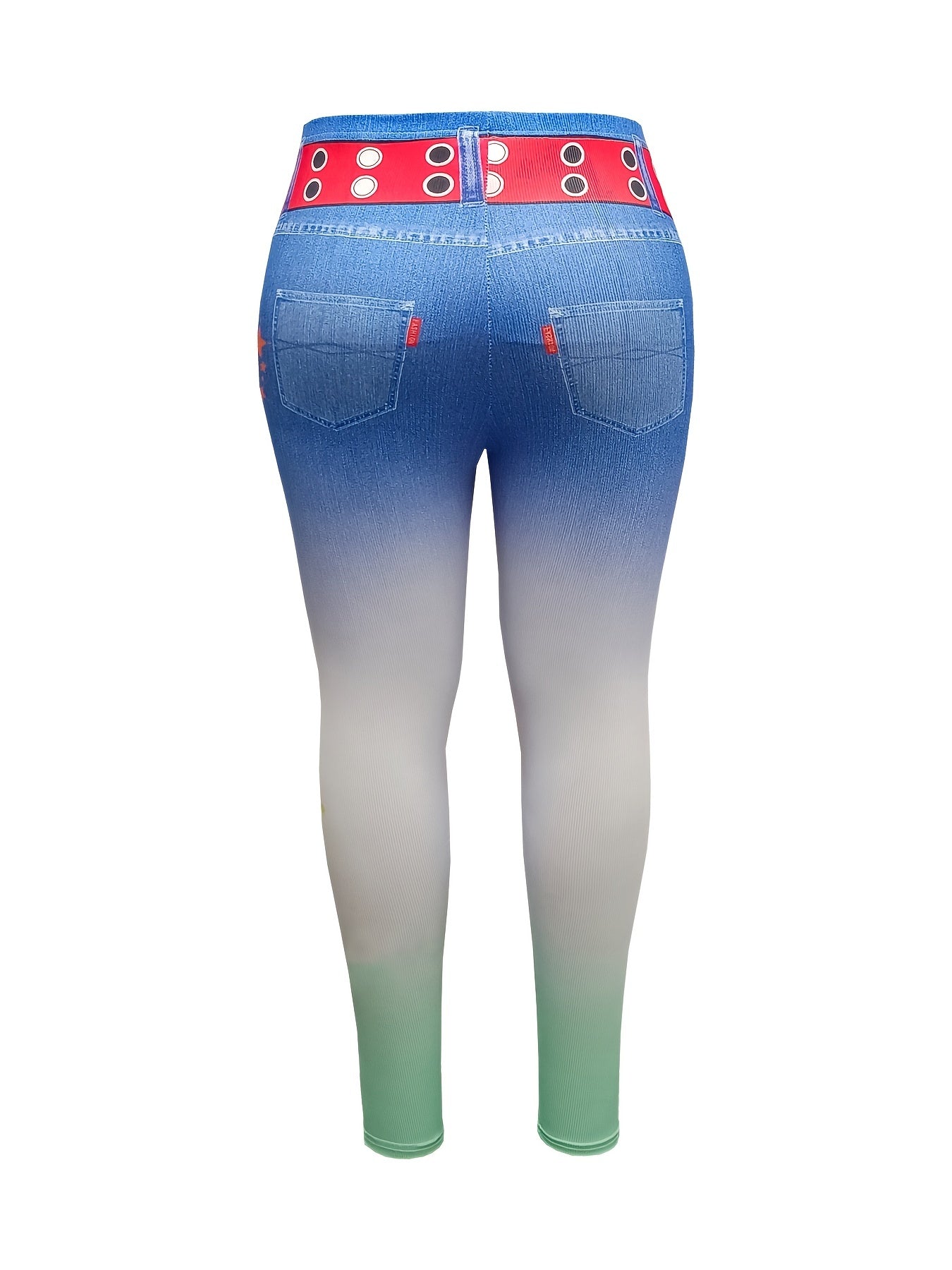 Casual Leggings Women's Plus Denim & Print Stretchy Skinny Leggings
