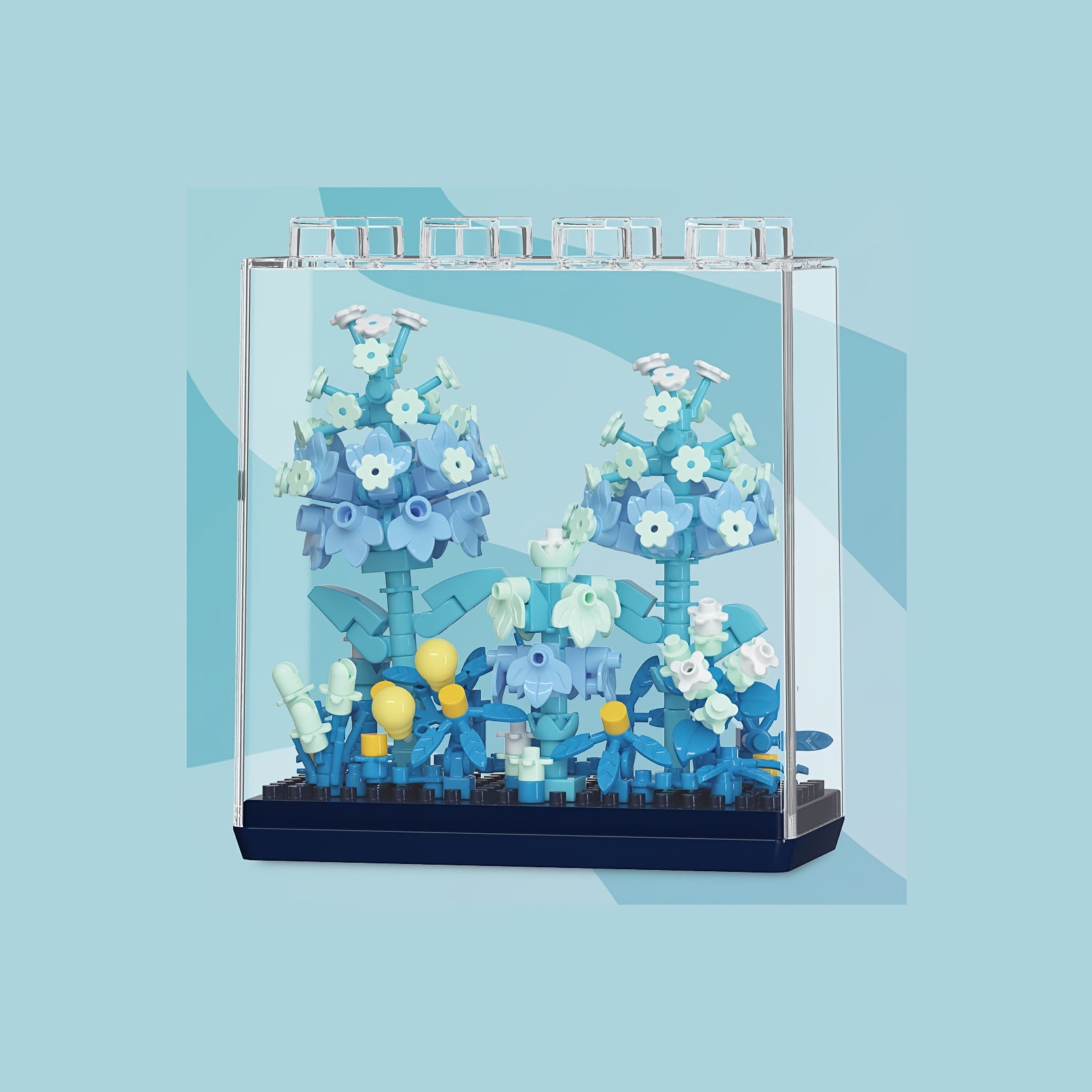 Stackable Dustproof Box with Floral Rose Micro Particle Building Blocks
