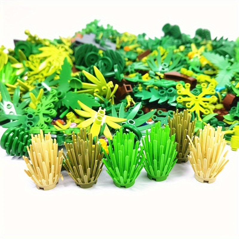 10pcs MOC Small Particle Bush Scene Accessories Green Brown Beige ABS
