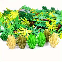 10pcs MOC Small Particle Bush Scene Accessories Green Brown Beige ABS