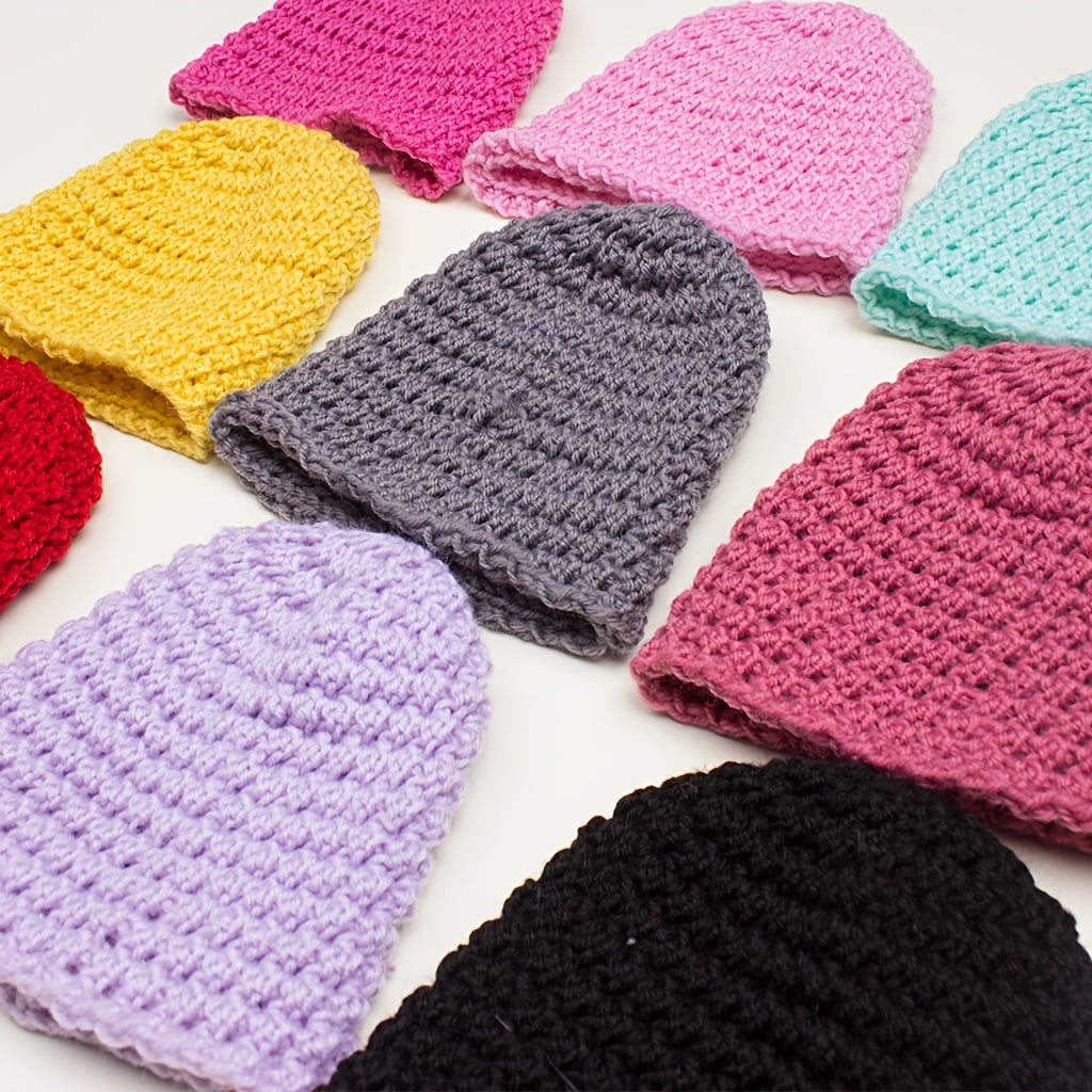 Baby Solid Knitted Hat Warm Wool Children's Hat With Ear Protection