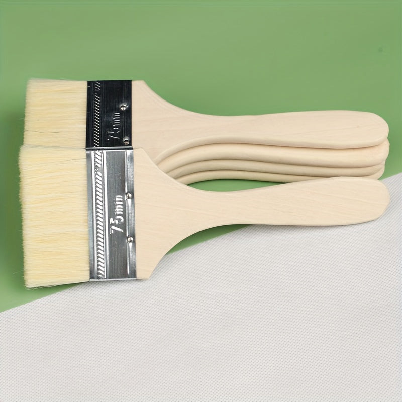 Long Handle Wool Brush Set Wooden Handle Paint Brush Soft Hair Brush Barbecue