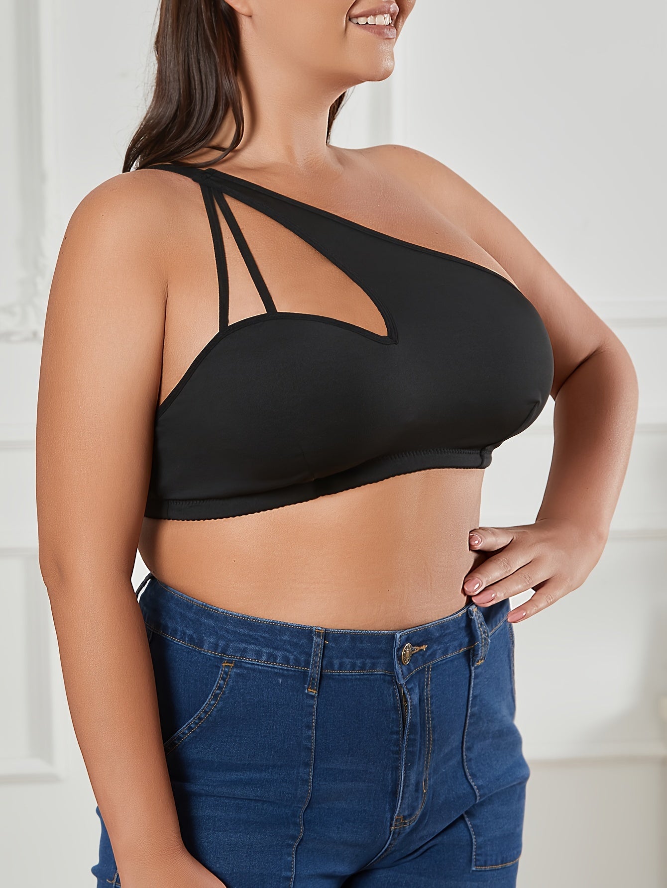 Bra Women's Plus One Shoulder High Stretch Bralette