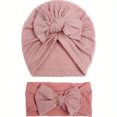 Baby Striped Bandana Hat & Headband Set for All Seasons
