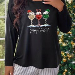 Women's Plus Size Christmas Graphic Print Pajama Top