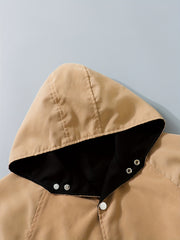 Boys Letter Print Windbreaker Hooded Jacket