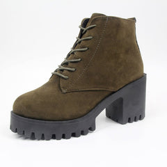 Chunky Heel Lace-up Ankle Boots Side Zip Oktoberfest Shoes