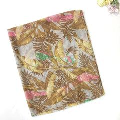 Birds & Leaves Print Voile Scarf Boho Thin Casual Shawl Vintage Women Wrap Acces