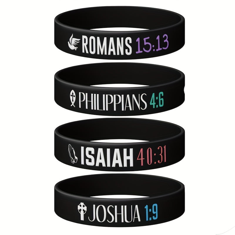 4pcs Letter Pattern Silicone Bracelet Christmas