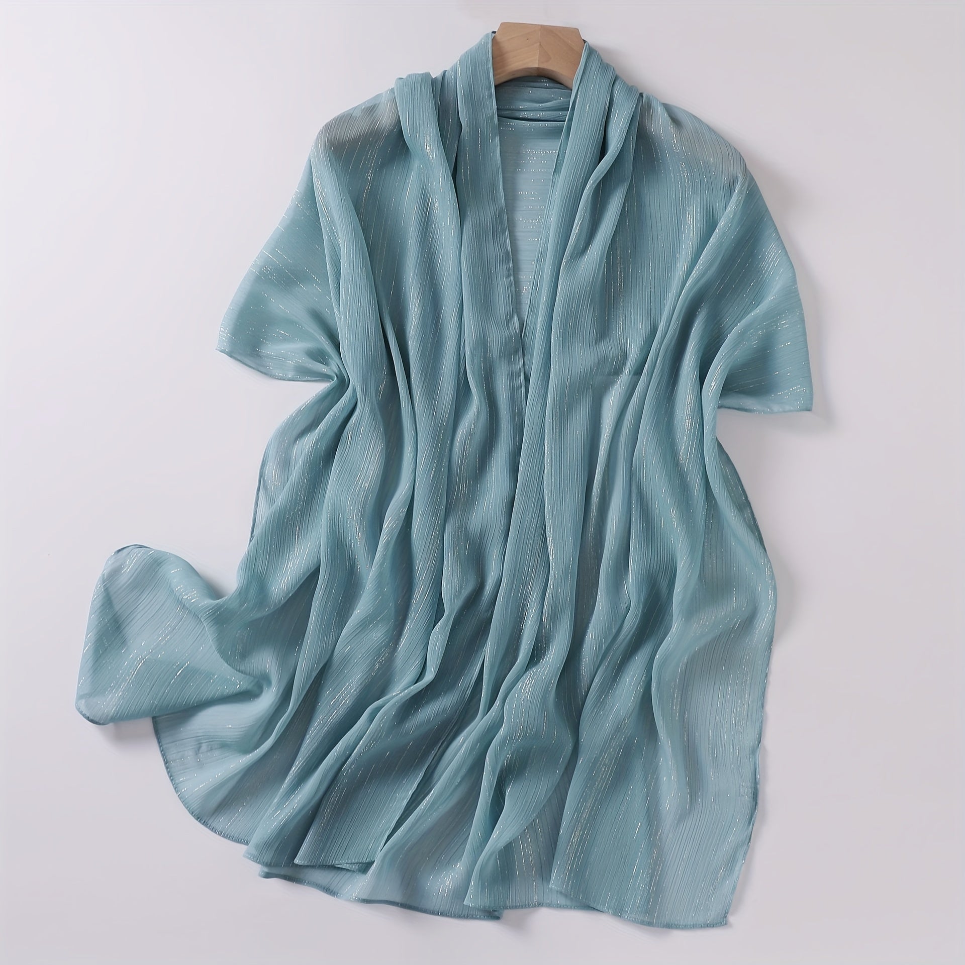 Silver Wire Chiffon Scarf Solid Silky Hijab Lightweight Shawl