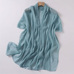 Silver Wire Chiffon Scarf Solid Silky Hijab Lightweight Shawl
