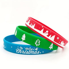 6pcs Christmas Pattern Wristband Silicone Bracelet Santa Claus Bracelet