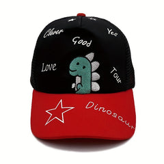 Kids Dinosaur Embroidered Adjustable Baseball Cap Mesh Breathable Sun Screen Hat