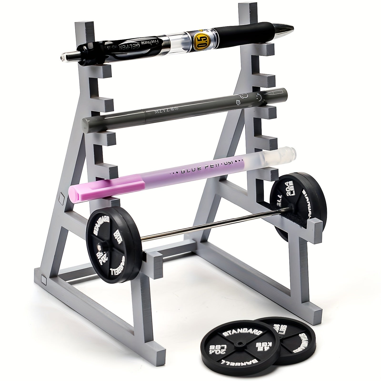 Weightlifting Squat Pen Holder with Barbell Decoration