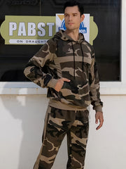 Men's Camo Hoodie & Jogger Set for Fall & Winter Sports