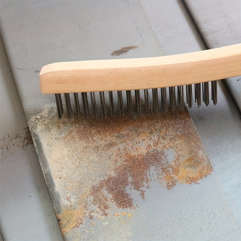 Stainless Steel Wire Scratch Brush for Rust Cleaning with 35" Curved Handle