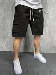 Men's LA Graphic Cargo Shorts Elastic Waist Drawstring