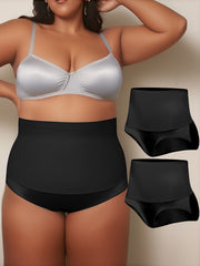 2 Pack Plus Size Seamless Tummy Control Panties Set