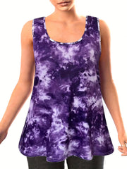 Tie Dye Tank Top Round Neck Medium Stretch