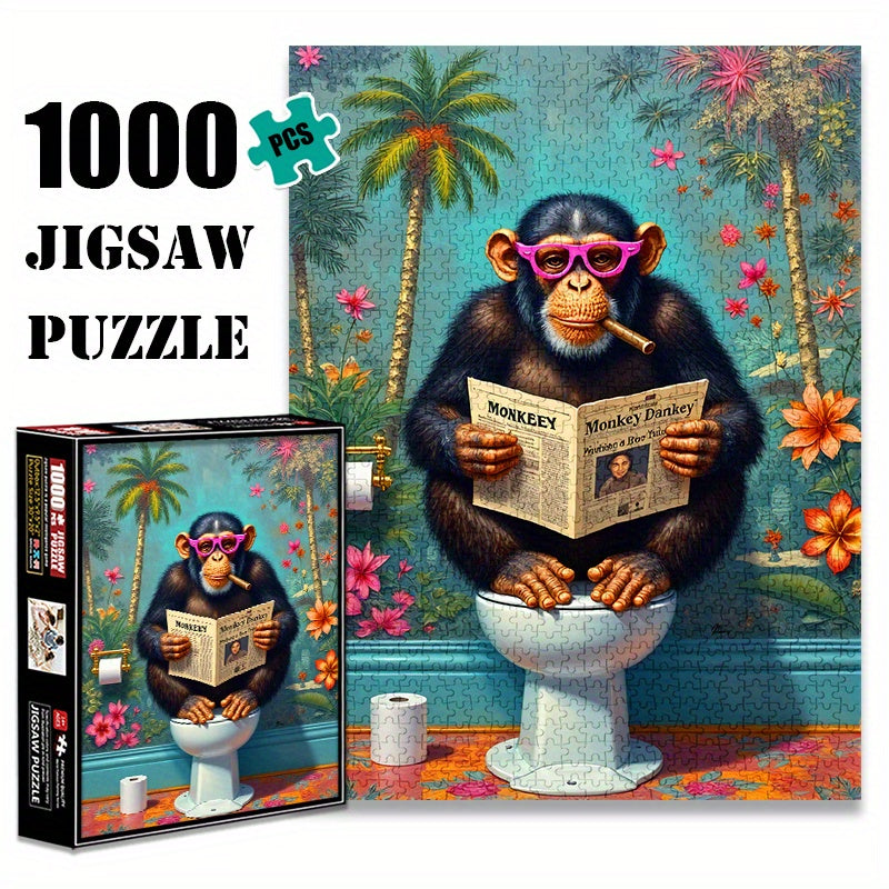 Chimpanzee Reading Newspaper Jigsaw Puzzle for Adults