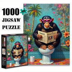 Chimpanzee Reading Newspaper Jigsaw Puzzle for Adults