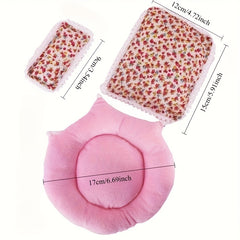 3pcs Dollhouse Party Series Fabric Mattress Pillow Set