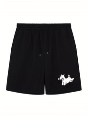 Men's Dog Print Workout Shorts Active Breathable Drawstring Sports Shorts