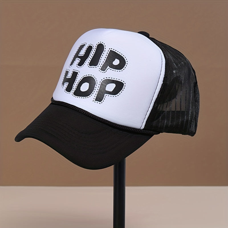 Hip Hop Print Baseball Cap Mesh Trucker Hat Lightweight Sports Hat