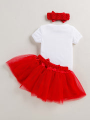 3pcs Baby Girls 1st Birthday Onesie & Mesh Skirt Set