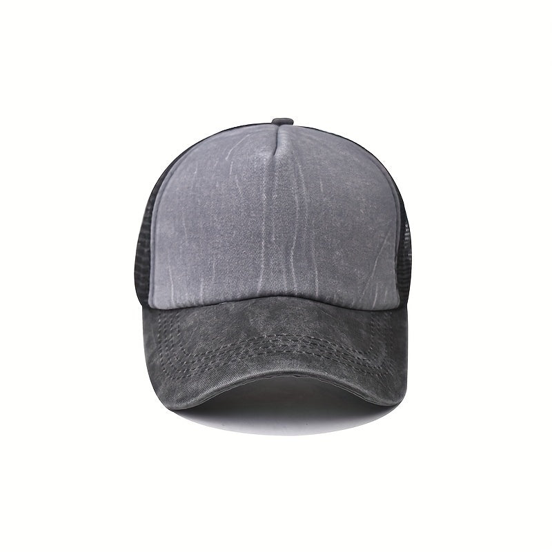 Snapback Trucker Hat Block Grid Baseball Cap Unisex Vintage Peaked Cap Dad Hat