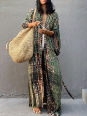 Tie Dye Long Sleeve Maxi Cover Up