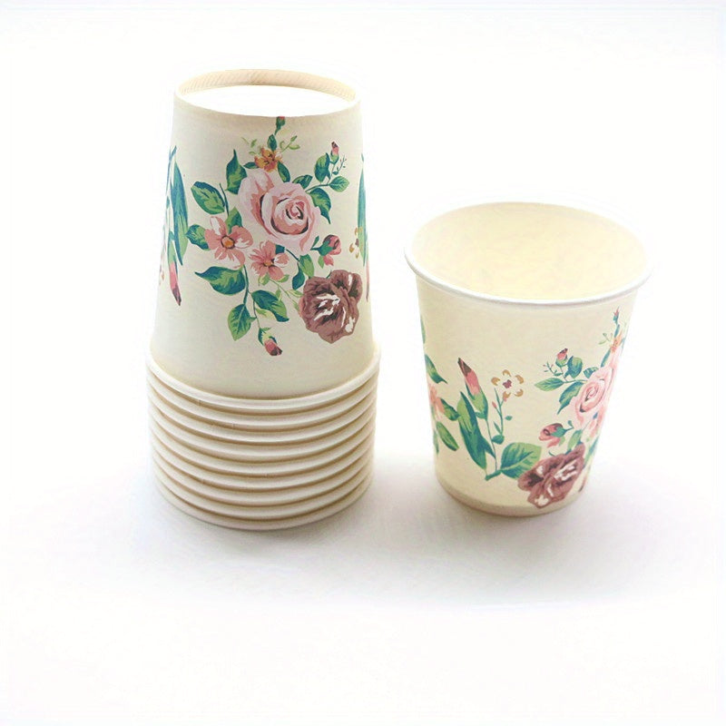 Rose Floral Paper Plates Cups & Napkins Set