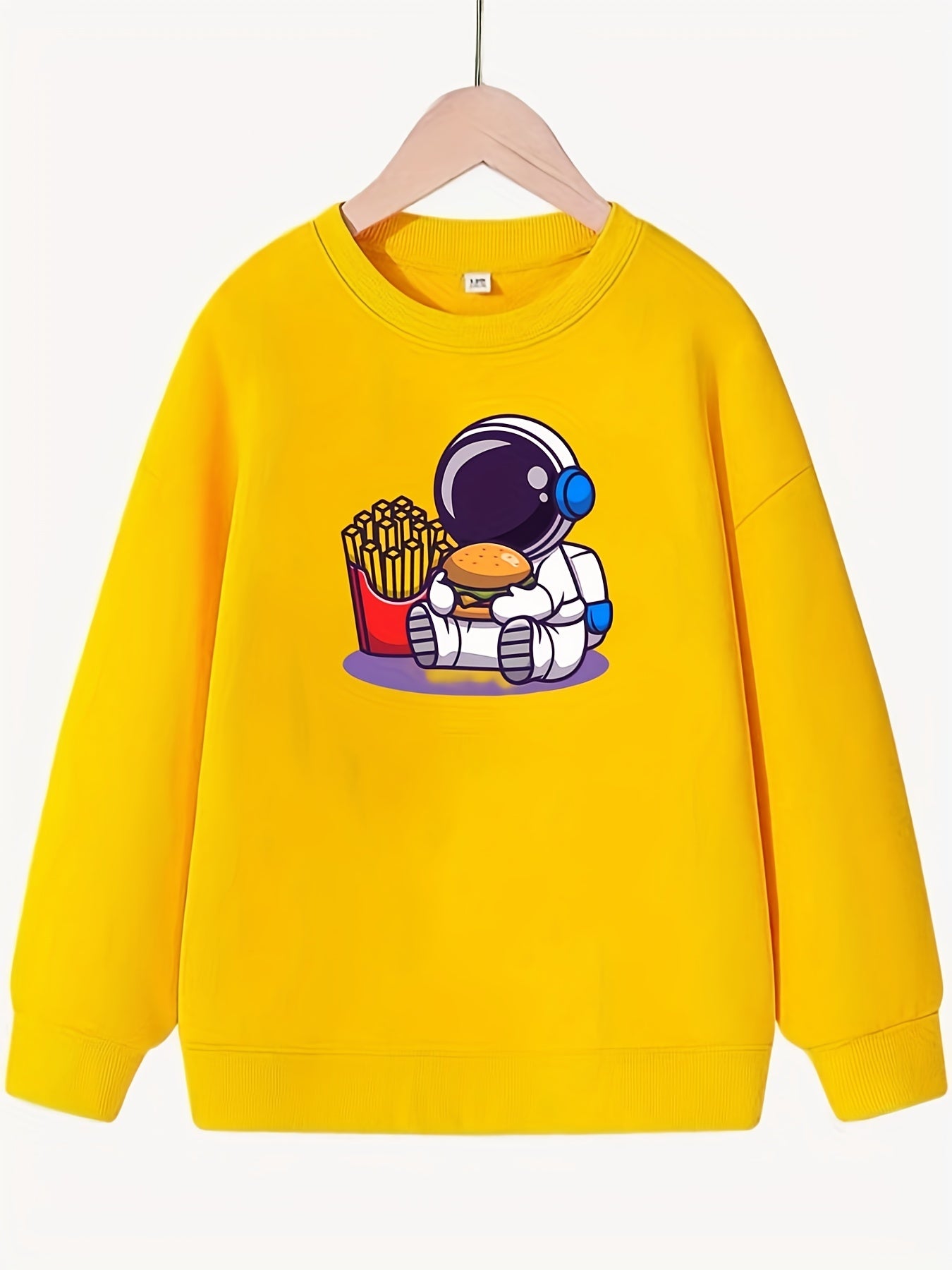 Astronaut & Chip Hamburger Pattern Sweatshirt For Girls
