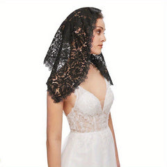 Bridal Lace Bandana Muslim Triangle Headwear Veil Short Gauze Shawl