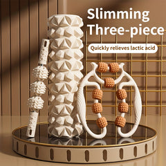 Yoga Training Kit: 3 Wheels Roller, Massage Column, Leg Clamps