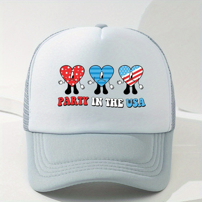 Men's Colorful Love Baseball Cap Mesh Sun Protection Trucker Hat