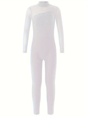 Girls Long Sleeve Turtleneck Jumpsuit for Gymnastics
