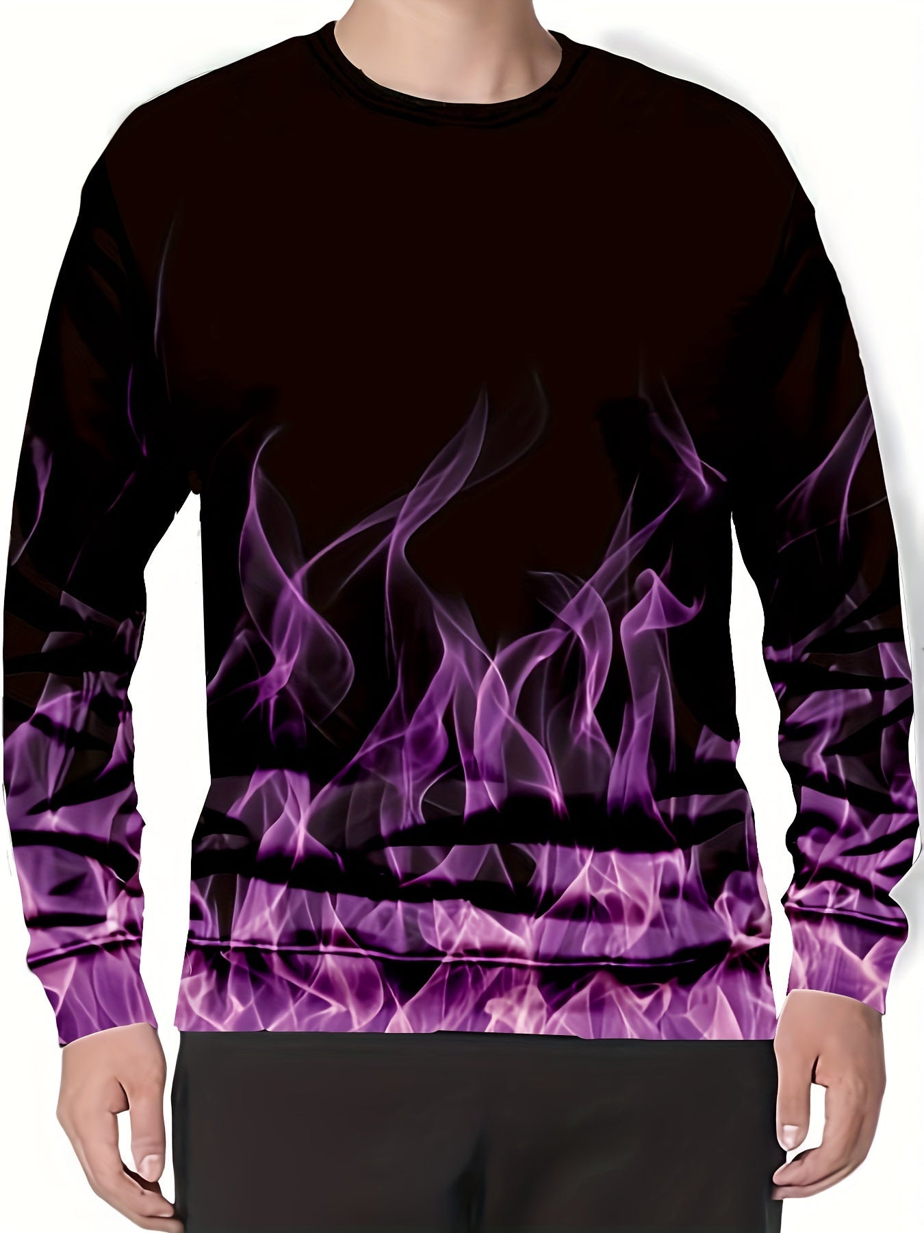 Flame 3D Print Men's Sweatshirt for Autumn Winter