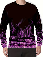 Flame 3D Print Men's Sweatshirt for Autumn Winter