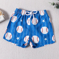 Boys Cotton Baseball Drawstring Shorts Comfy Short Pant For Kids