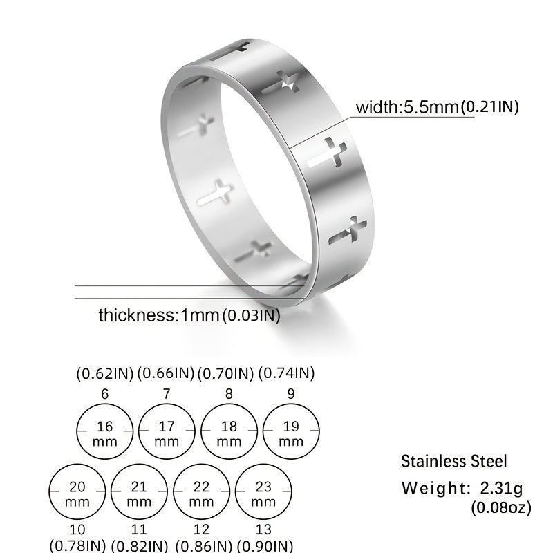 Cross Ring 18K Plated Stainless Steel for Women Girls