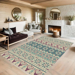 Fluffy Christmas Elk Carpet Floor Mat Soft Non Slip Area Rugs Living Room