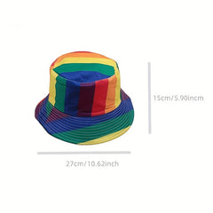 Rainbow Striped Print Bucket Hat Reversible Fisherman Cap
