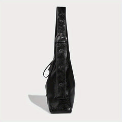 Vintage Style Shoulder Bag for Women with Metal Tag Embellishment