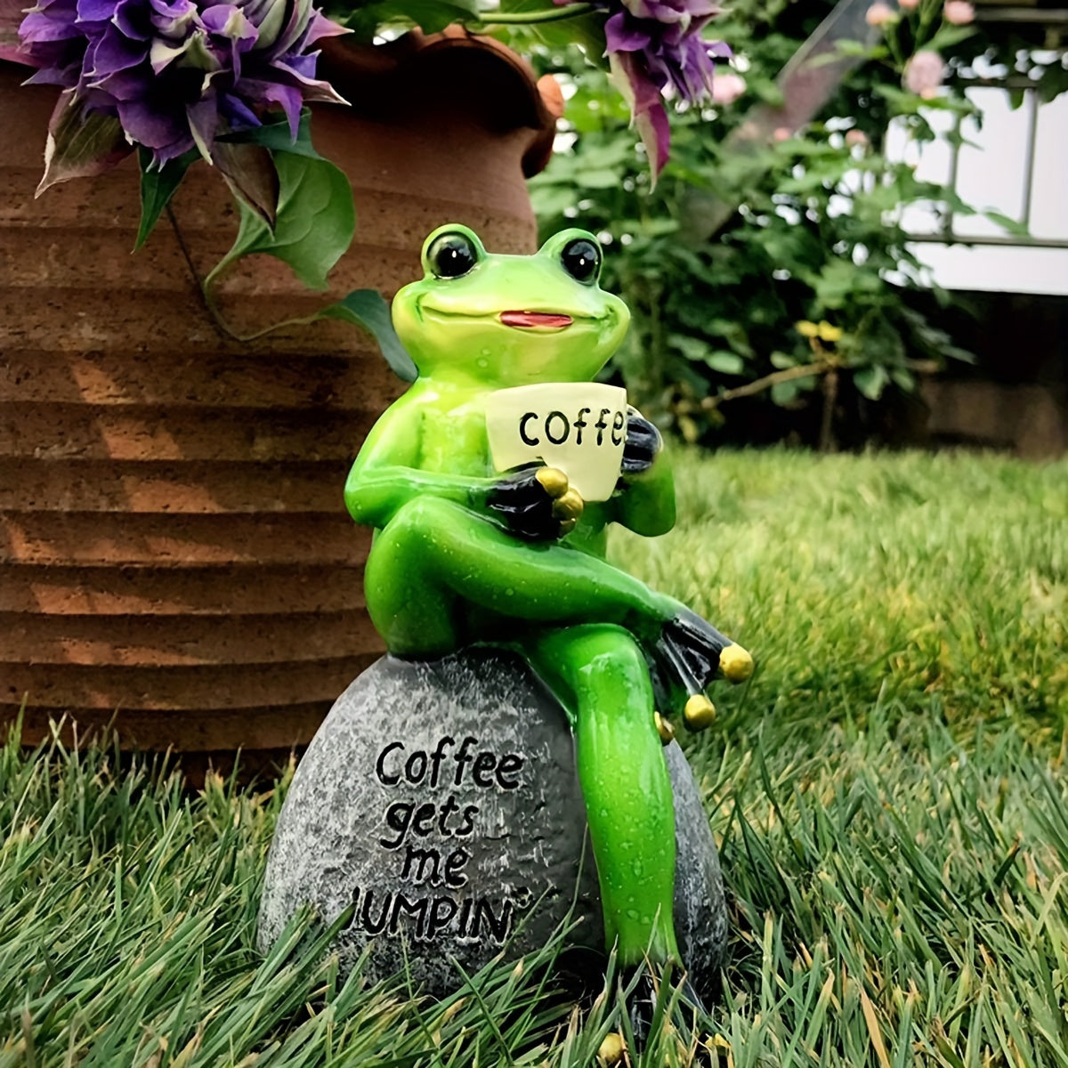 Cartoon Frog Statue for Garden Patio, Lawn Decor