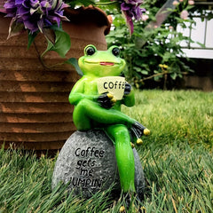 Cartoon Frog Statue for Garden Patio, Lawn Decor
