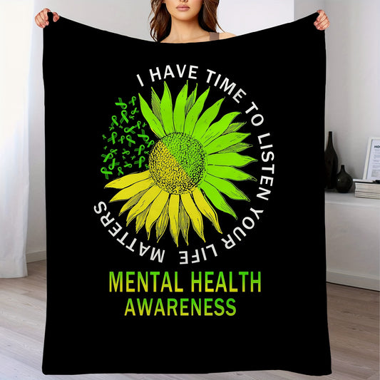 Mental Health Awareness Soft Blanket for Sofa Bed Lightweight Warm Blanket